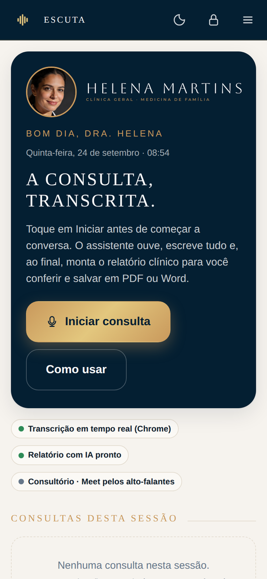 Tela inicial no iPhone